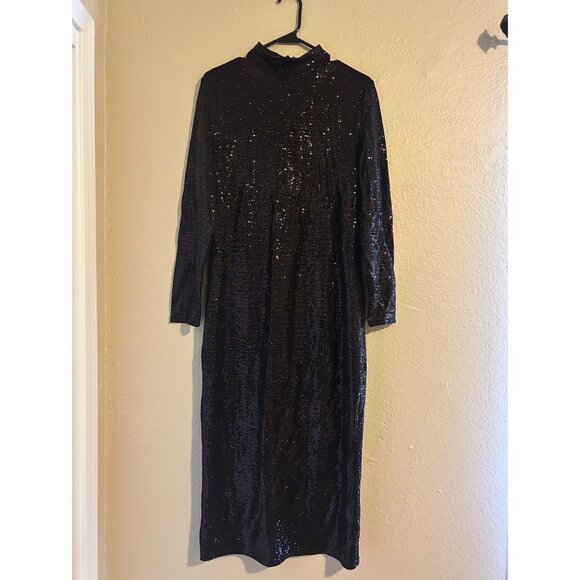 Express Dresses & Skirts - NWT - Sequin Mock Neck Long Sleeve Dress
